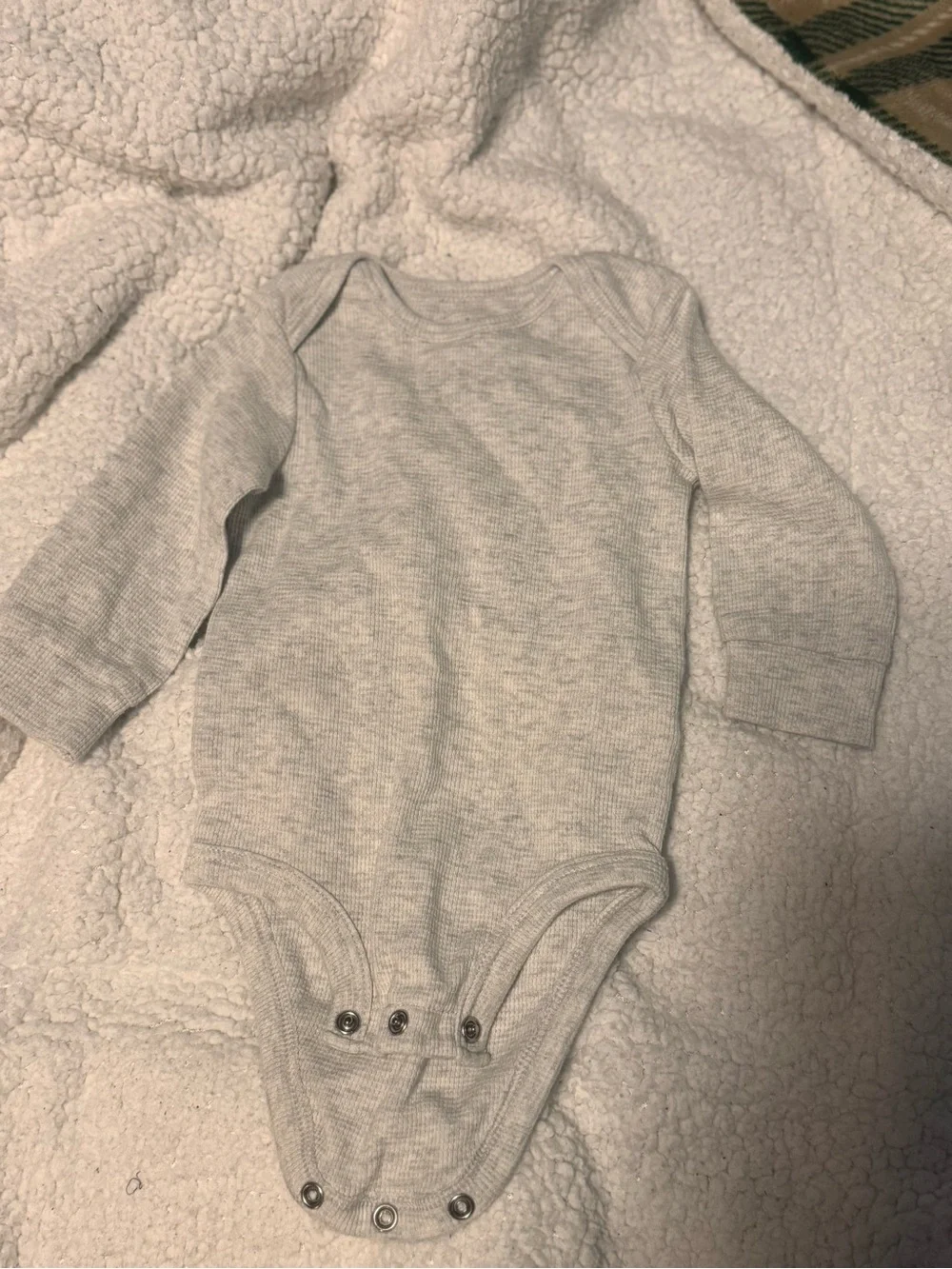 Carter's Light Gray Long-Sleeve Ribbed Baby Bodysuit